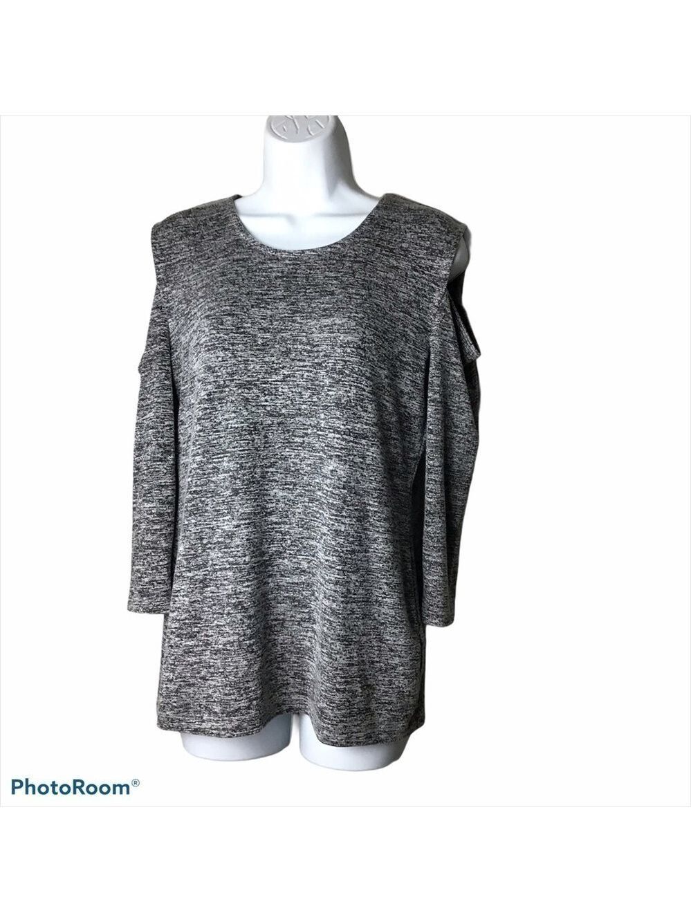 french Connection Heathered Gray Cold Shoulder Top